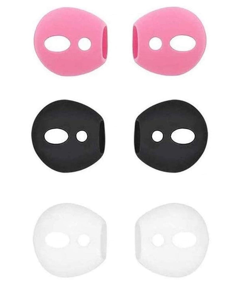 BLLQ Ear Tips Ear Gels Anti-Slip Earuds Cover Silicone Compatible with AirPod 1st gen and 2nd gen., 3 Pairs White/Black/Pink - Image 1